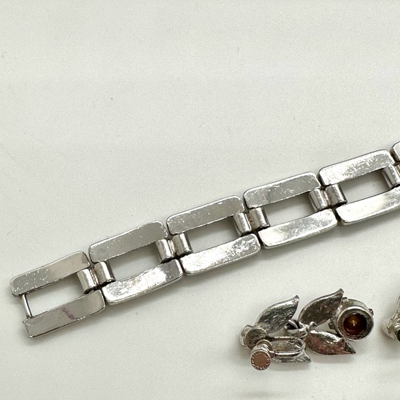 Vintage Rhinestone Bracelet & Sterling Earrings - Picture 5 of 11
